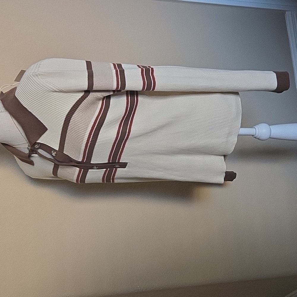 NEW Faherty Mikki Polo Long Sleeve Ribbed Pullover Retro Fall Stripe - L - Picture 6 of 11